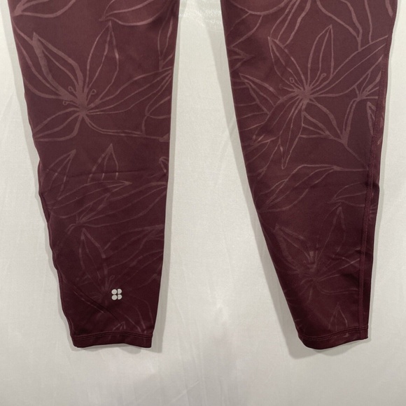 NWT Sweaty Betty [ Large ] Floral All Day Embossed Leggings in Plum Red - Picture 9 of 12
